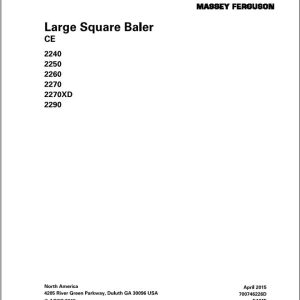 Massey Ferguson Large Square Baler MF2200 Series Operator Manual 700746226D 1
