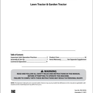 Massey Ferguson Lawn Garden Tractor SA42 20SD Operator Manual 769 12412A 2