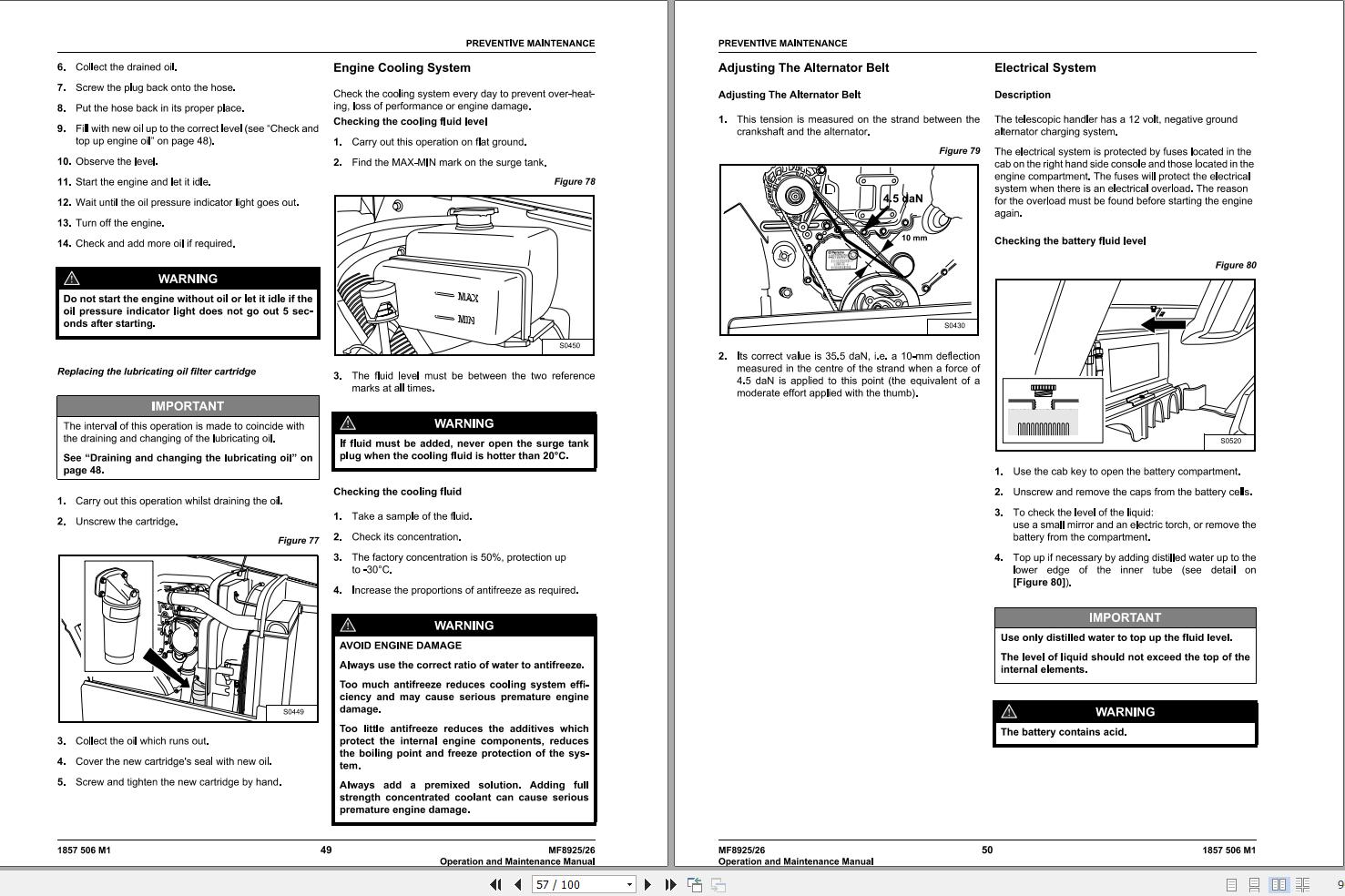 Massey Ferguson Loader MF8925 MF8926 Operation Manual 1857506M1 2
