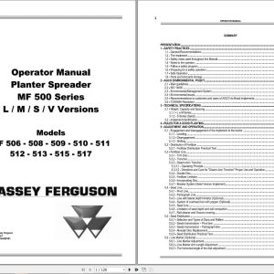 Massey Ferguson MF500 Series Version L M S V Operator Manual 7044901M1 1