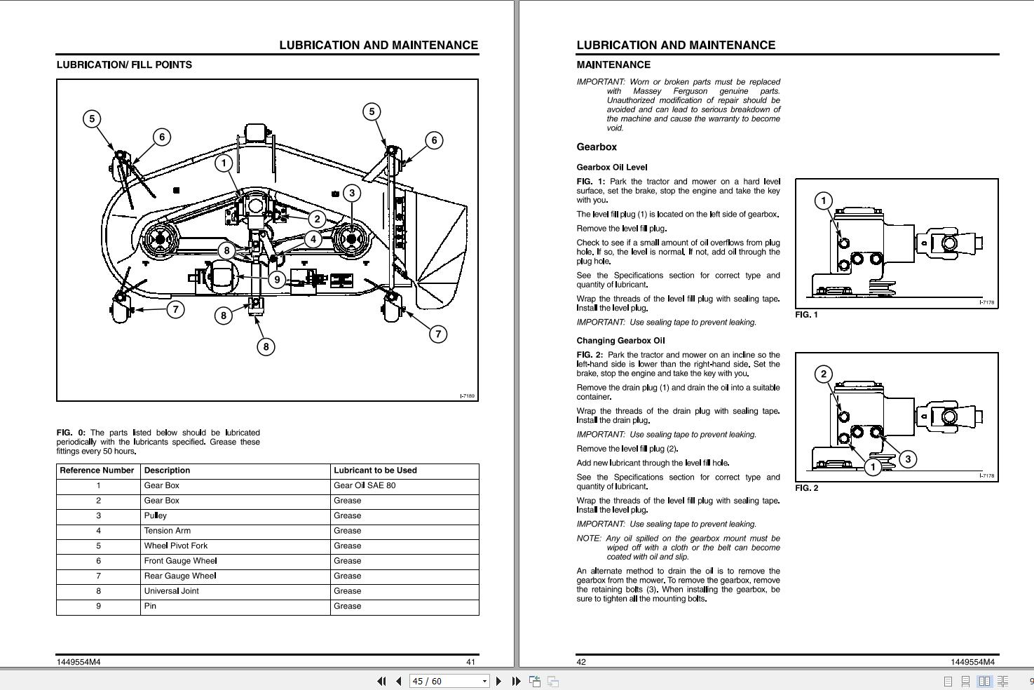 Massey Ferguson Mower 2320 2325 Operator Manual 1449554M4 2