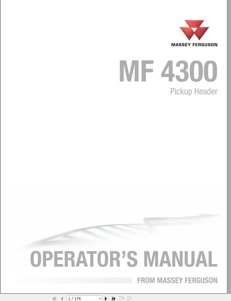 Massey Ferguson Pickup Header 4300 Operator Manual 4283552M5 1