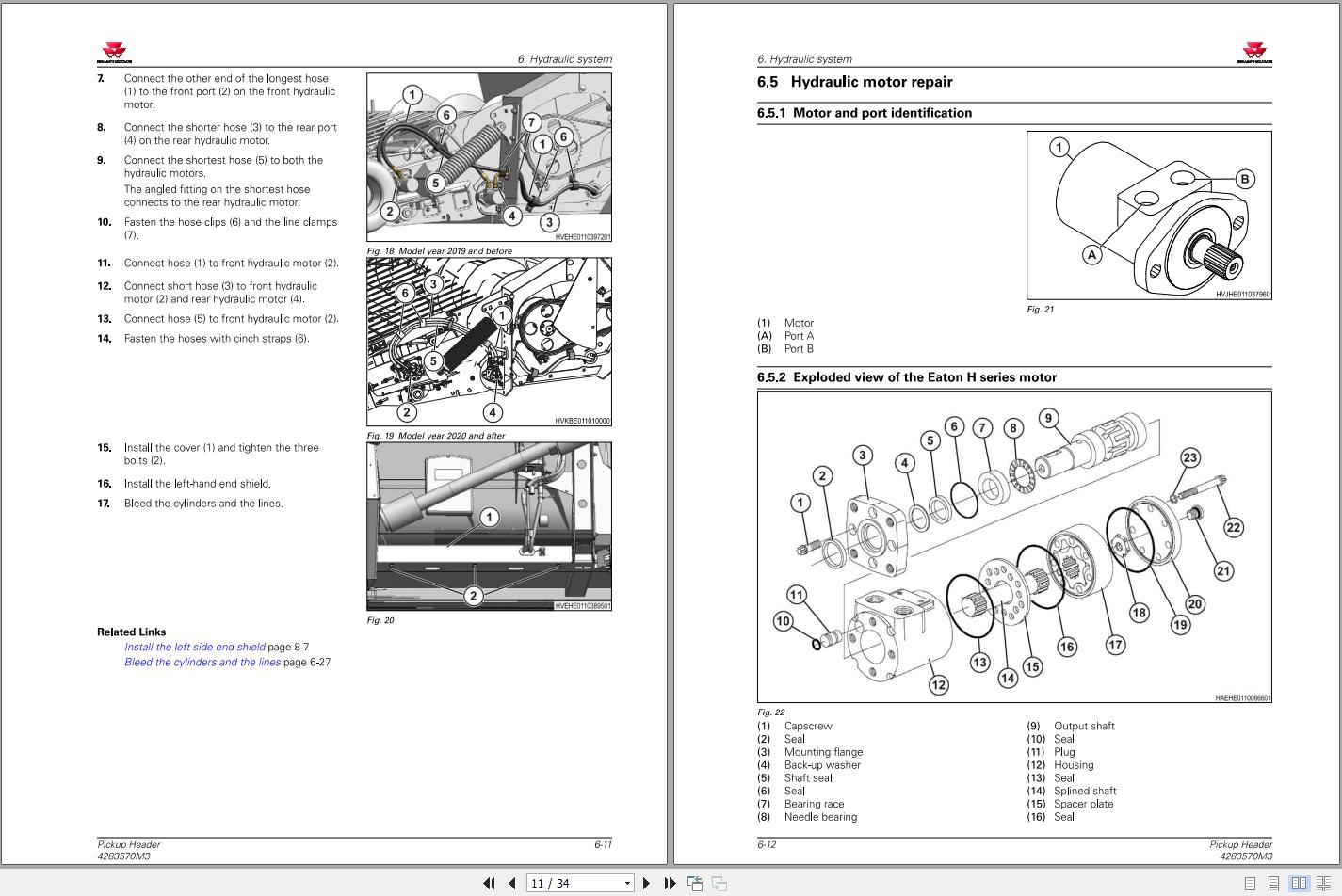 Massey Ferguson Pickup Header 5200 Workshop Service Manual 4283570M3 2