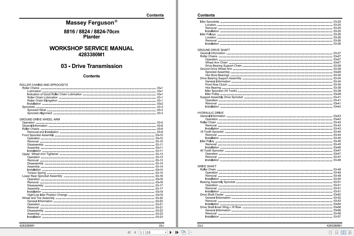 Massey Ferguson Planter 8816 8824 8824 70cm Workshop Manual 4283380M1 1