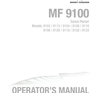 Massey Ferguson Planter 9103 to 9122 Operator Manual 700744111B 1