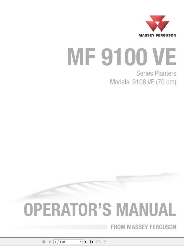 Massey Ferguson Planter 9108VE Operator Manual 700208462A 1