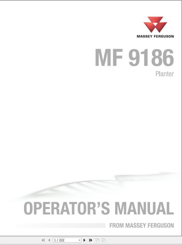 Massey Ferguson Planter 9186 Operator Manual 700743675A 1