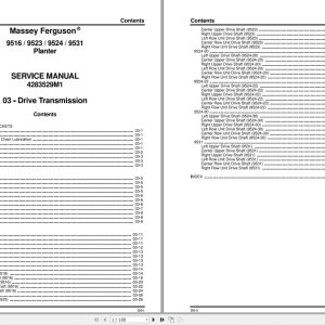 Massey Ferguson Planter 9516 9523 9524 9531 Service Manual 4283529M1 1