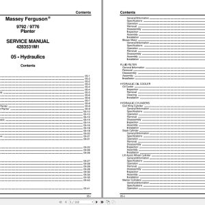 Massey Ferguson Planter 9792 9776 Service Manual 4283531M1 1