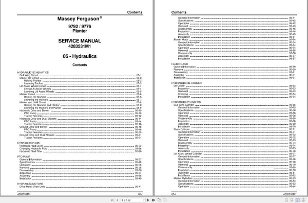 Massey Ferguson Planter 9792 9776 Service Manual 4283531M1 1