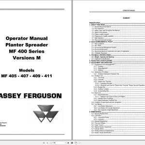 Massey Ferguson Planter Spreader MF400 Series Version M Operator Manual 96980080M 1