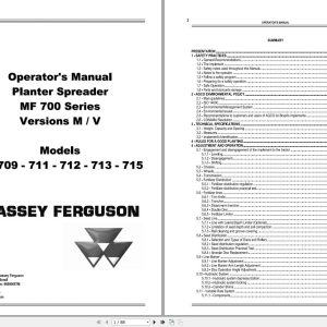Massey Ferguson Planter Spreader MF700 Series Version M V Operator Manual 96980087M 1