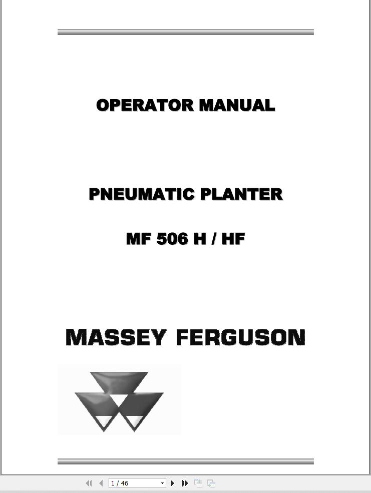 Massey Ferguson Pneumatic Planter MF560H MF560HF Operator Manual 1