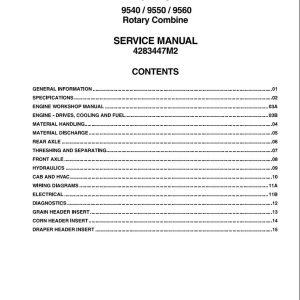 Massey Ferguson Rotary Combine 9540 9550 9560 Service Manual 4283447M2 1