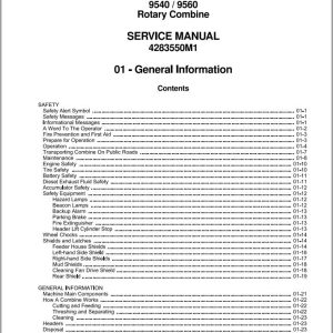 Massey Ferguson Rotary Combine 9540 9560 Service Manual 4283550M1 1