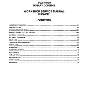 Massey Ferguson Rotary Combine 9690 9790 Workshop Service Manual 4283065M1 1