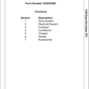 Massey Ferguson Rotary Disc Header 9186 Repair Time Schedule 4283500M1 1