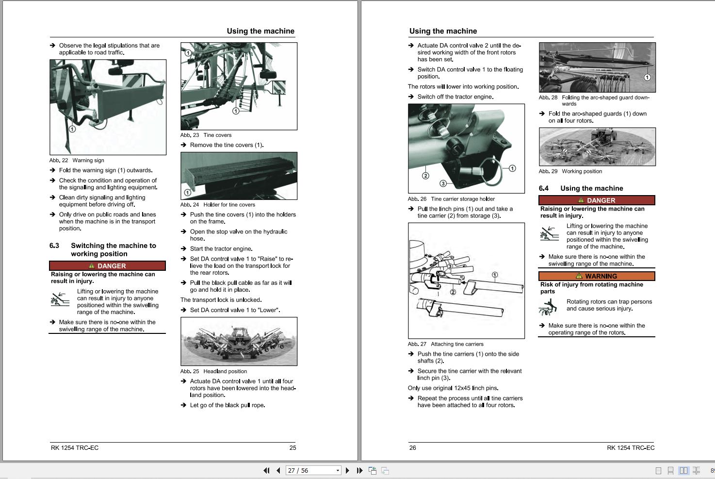 Massey Ferguson Rotary Rake RK1254 TRC EC Operator Manual FEL1687910101 2