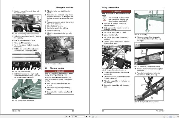 Massey Ferguson Rotary Rake RK451TR Operator Manual FEL1666930101 2