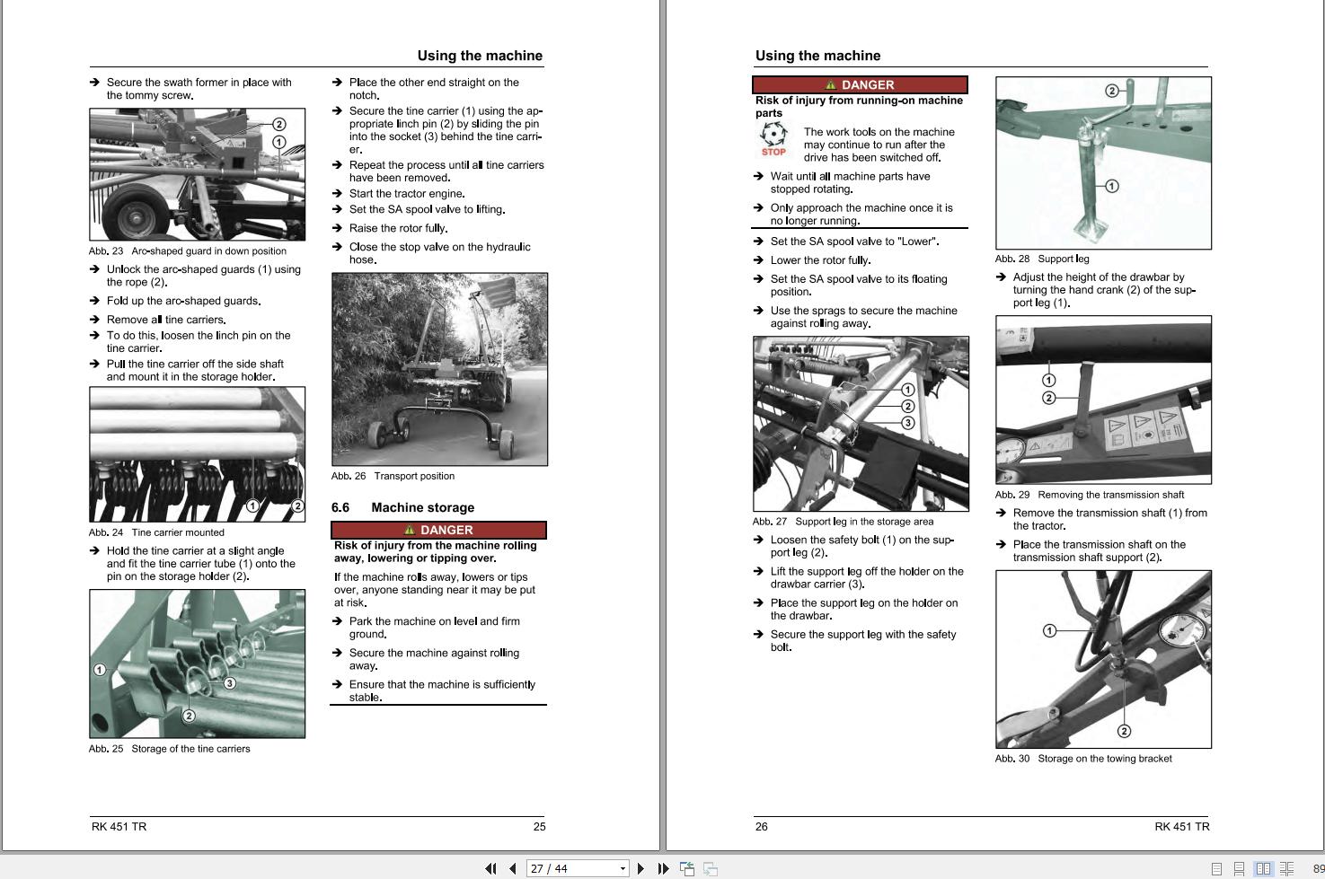 Massey Ferguson Rotary Rake RK451TR Operator Manual FEL1666930101 2