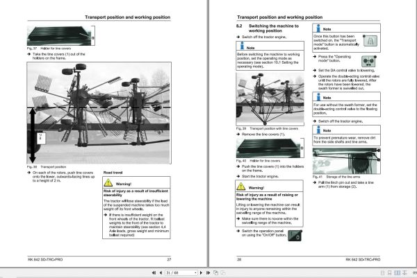 Massey Ferguson Rotary Rake RK842 SD TRC PRO Operator Manual FEL1685080101 2