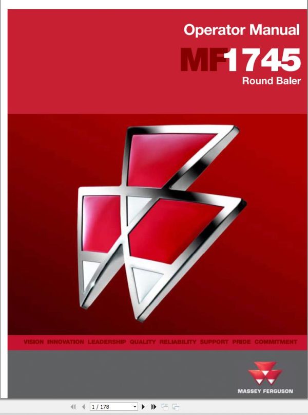 Massey Ferguson Round Baler 1745 Operator Manual 700733248C 1
