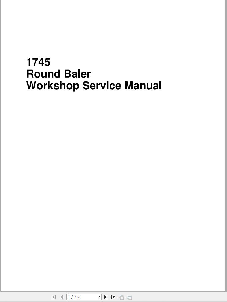 Massey Ferguson Round Baler 1745 Workshop Service Manual 4283399M1 1