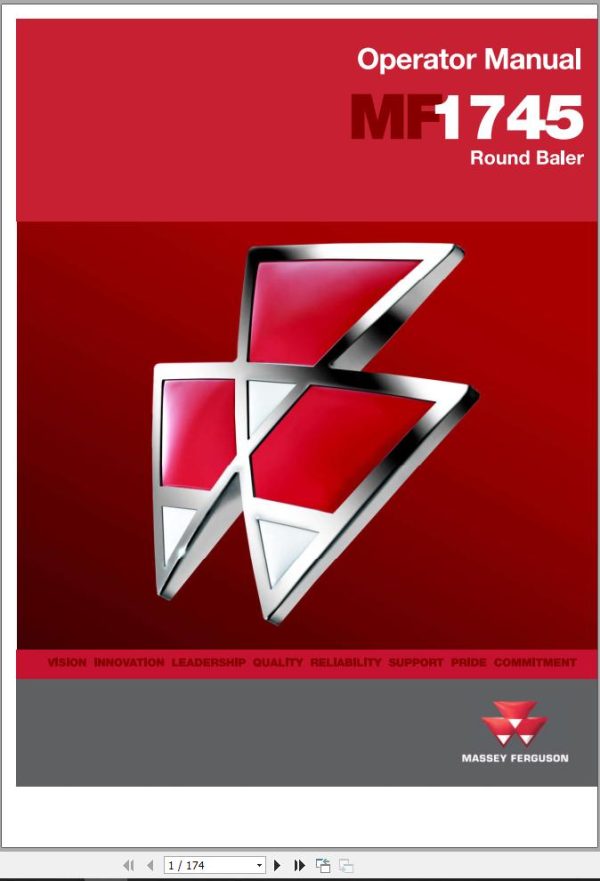 Massey Ferguson Round Baler MF1745 Operator Manual 700733248B 1