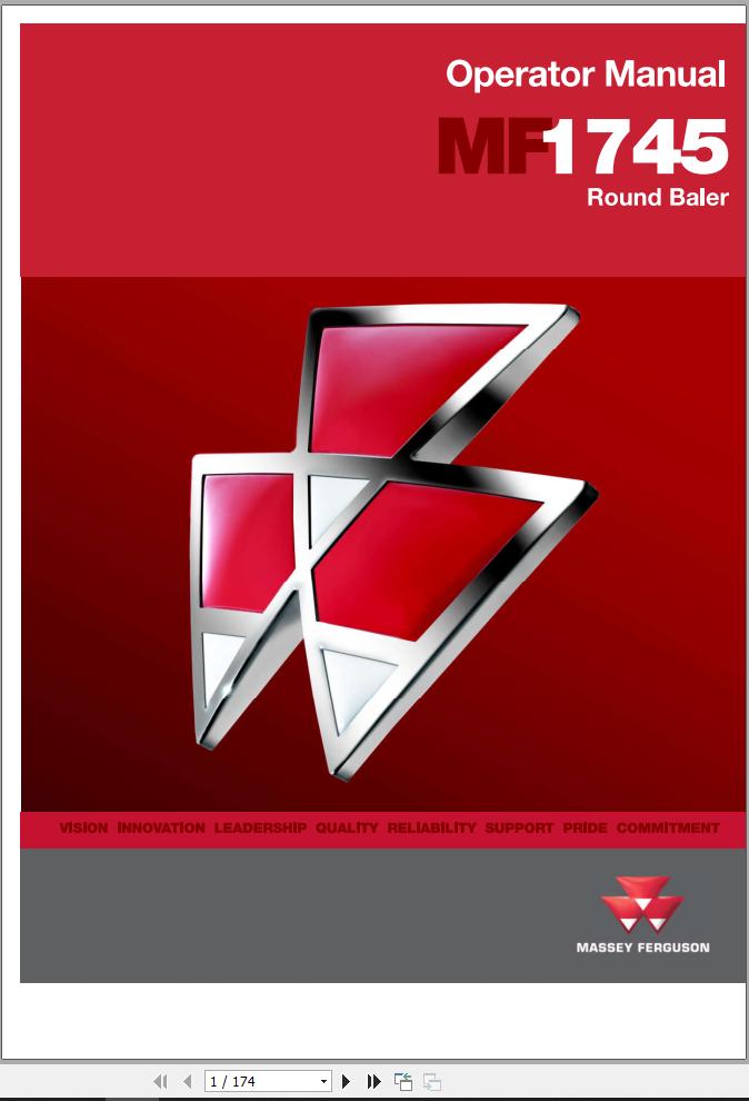 Massey Ferguson Round Baler MF1745 Operator Manual 700733248B 1