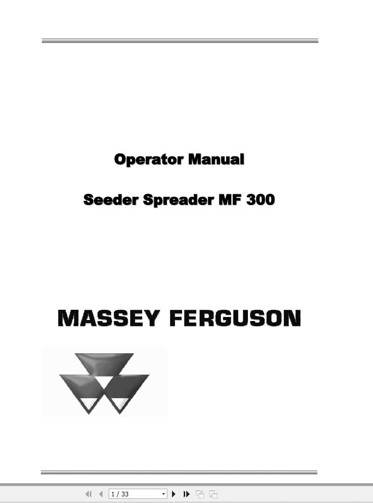 Massey Ferguson Seeder Spreader MF320 MF322 MF326 Operator Manual 1