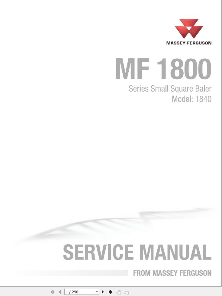 Massey Ferguson Small Square Baler 1840 Service Manual 4283517M1 1