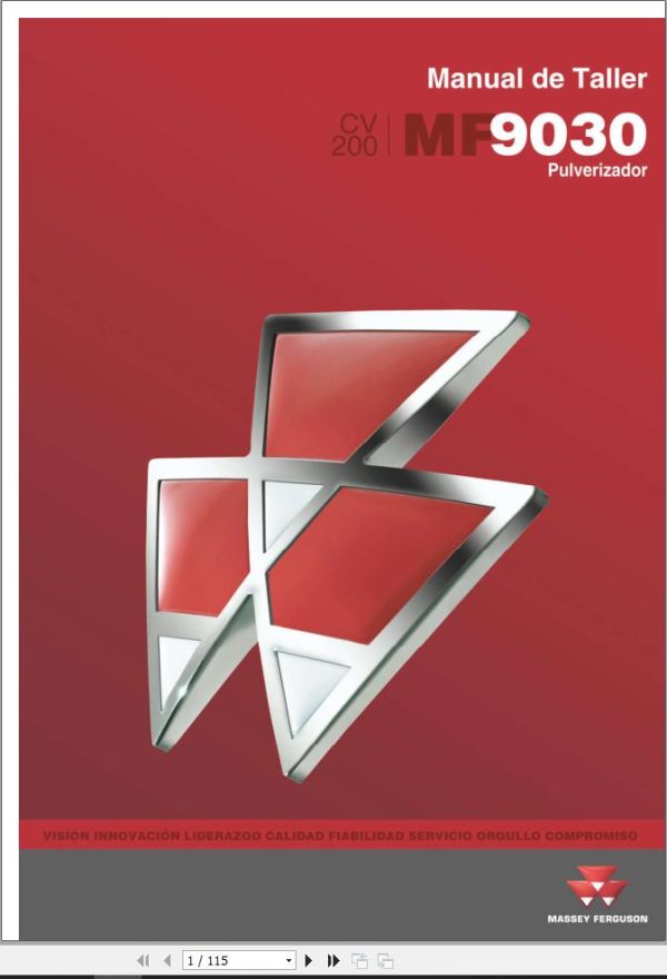 Massey Ferguson Sprayer MF9030 Workshop Manual 6290347M1 PT 1