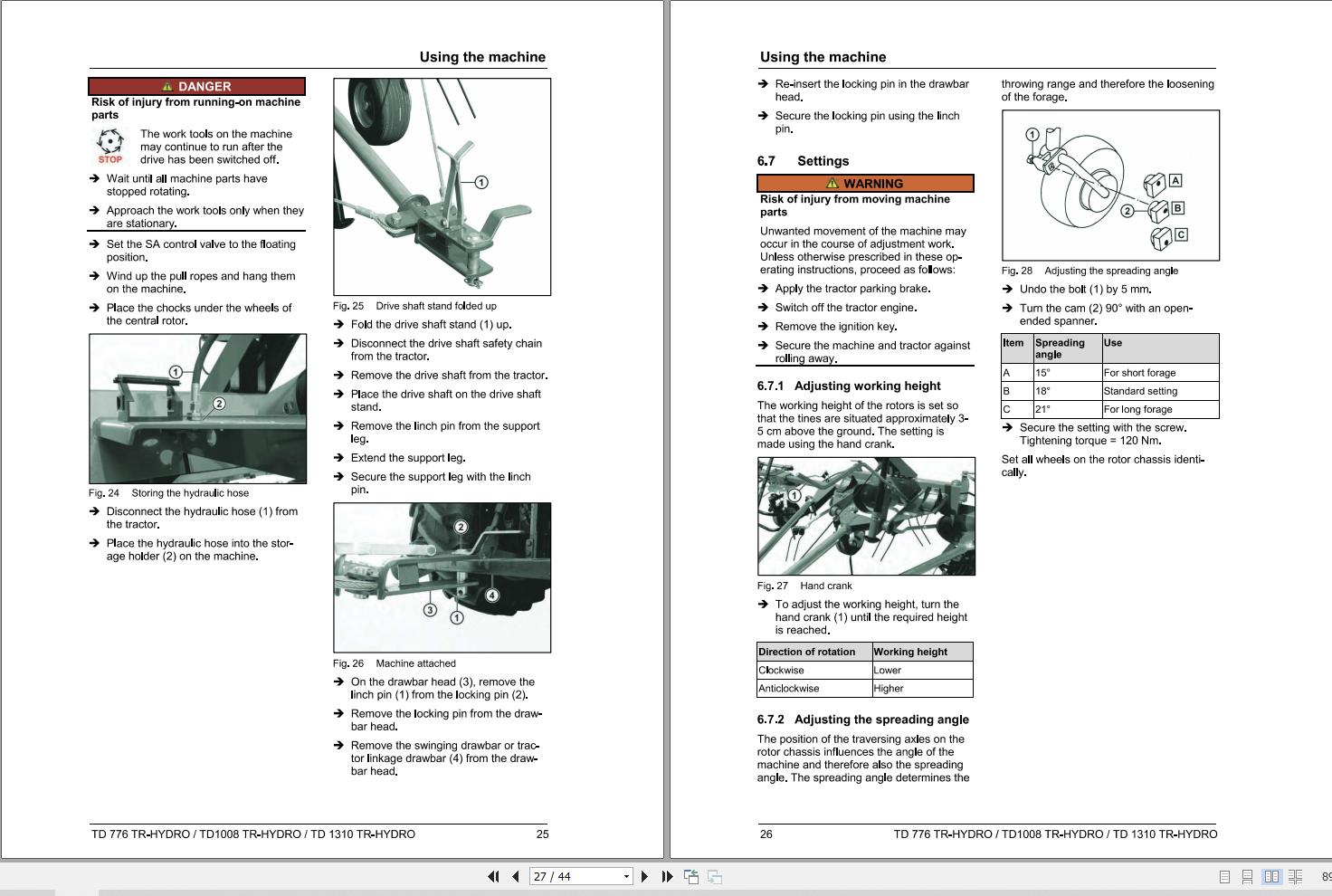 Massey Ferguson TD776 TD1008 TD1310 TR HYDRO Operator Manual FEL12804401 2
