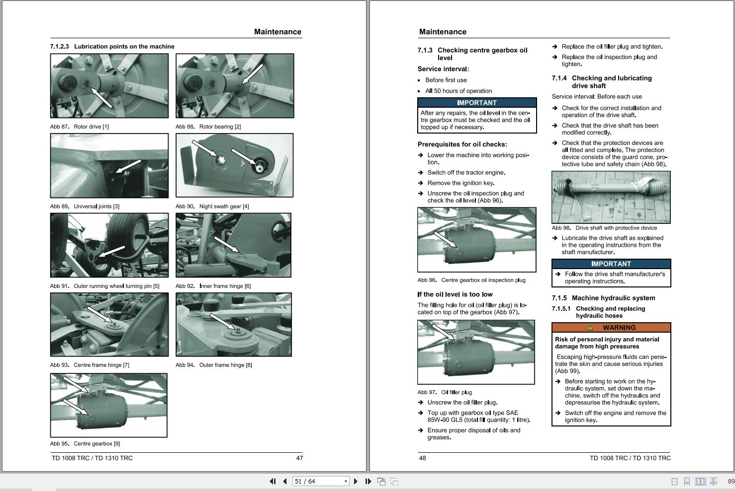 Massey Ferguson Tedder TD1008TRC TD1310TRC Operator Manual FEL1289060101 2