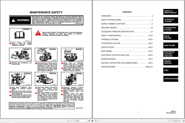 Massey Ferguson Telescopic Handler 8925 8926 Service Manual 1857576M1 1