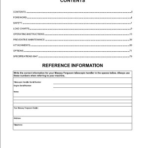 Massey Ferguson Telescopic Handler 8947 Operation Maintenance Manual 1857508M1 1