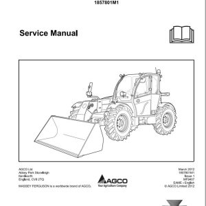 Massey Ferguson Telescopic Handler MF9407TS MF9407S Service Manual 1857801M1 1