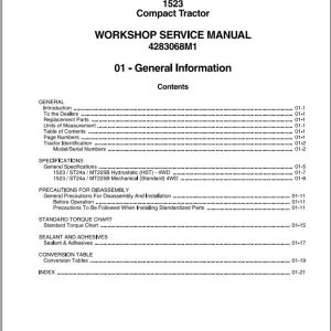 Massey Ferguson Tractor 1523 Workshop Service Manual 4283068M1 1