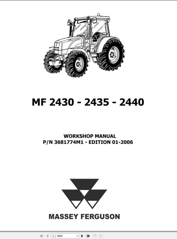 Massey Ferguson Tractor 2430 2435 2440 Workshop Manual 3681774M1 1