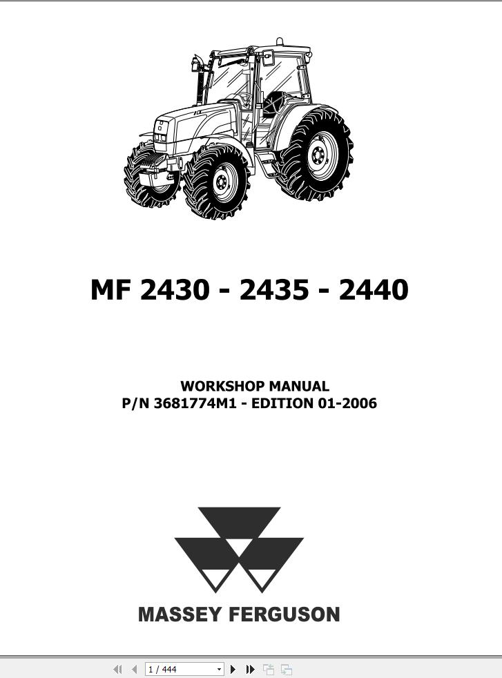Massey Ferguson Tractor 2430 2435 2440 Workshop Manual 3681774M1 1