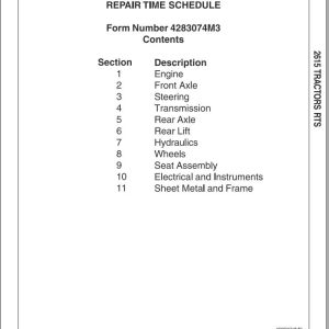 Massey Ferguson Tractor 2615 Repair Time Schedule 4283074M3 1