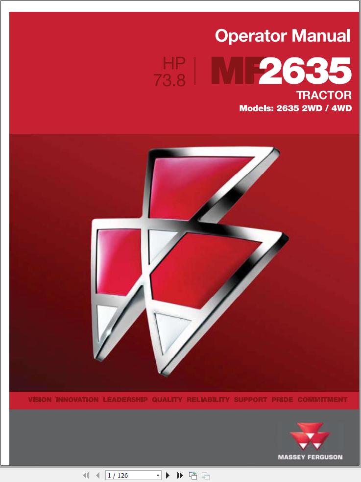 Massey Ferguson Tractor 2635 Operator Manual 2899C00202 1