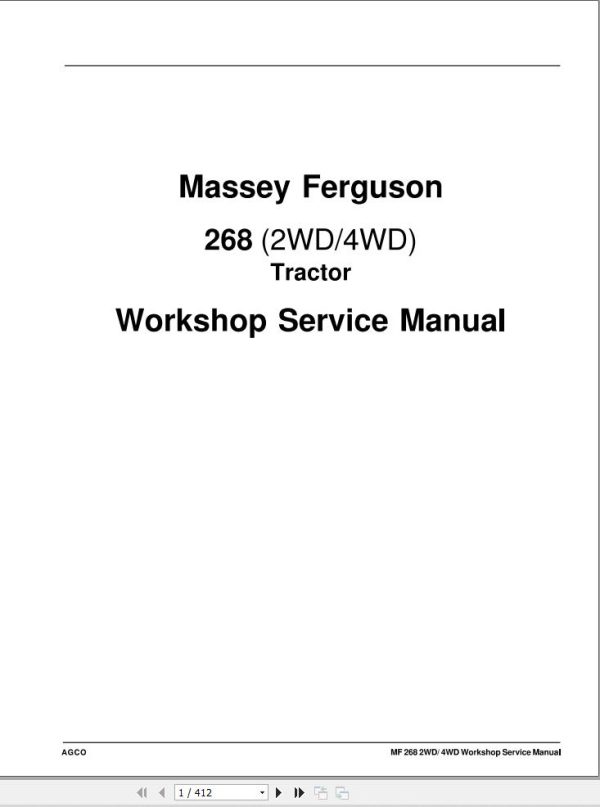 Massey Ferguson Tractor 268 Workshop Service Manual 1