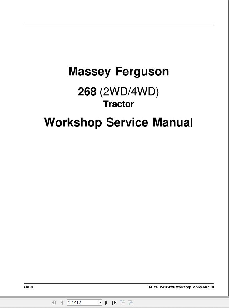 Massey Ferguson Tractor 268 Workshop Service Manual 1