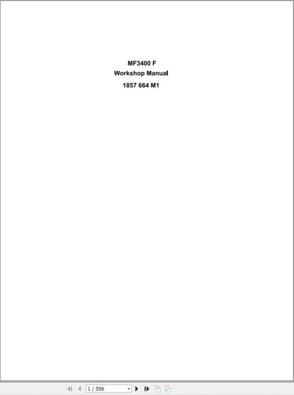 Massey Ferguson Tractor 3400F Workshop Manual 1857664M1 1