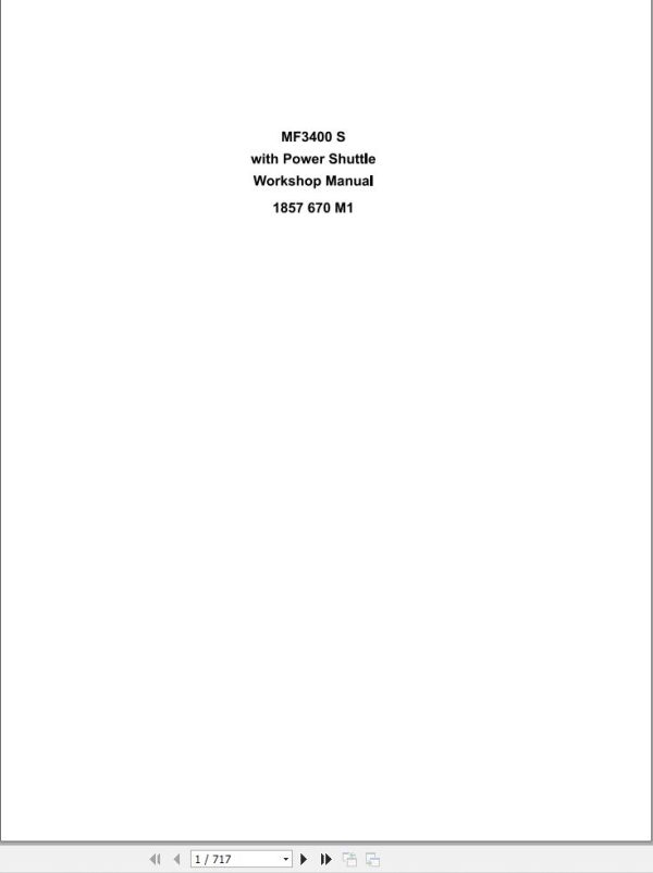 Massey Ferguson Tractor 3400S Workshop Manual 1857670M1 1