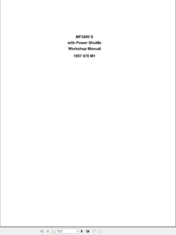 Massey Ferguson Tractor 3400S Workshop Manual 1857670M1 1