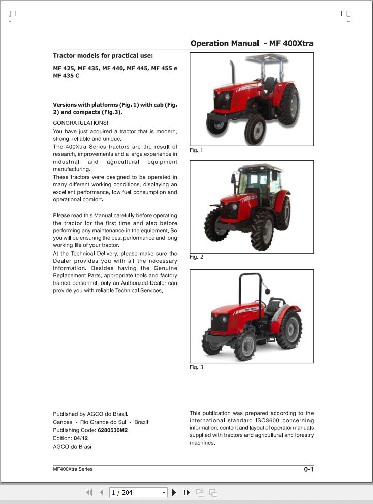 Massey Ferguson Tractor 425 435 440 445 455 435C Operation Manual 6280530M2 1
