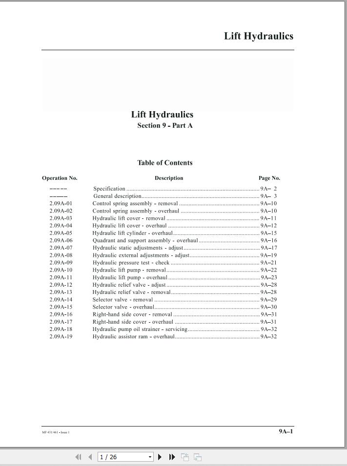 Massey Ferguson Tractor 431 461 TURKEY Workshop Service Manual 1