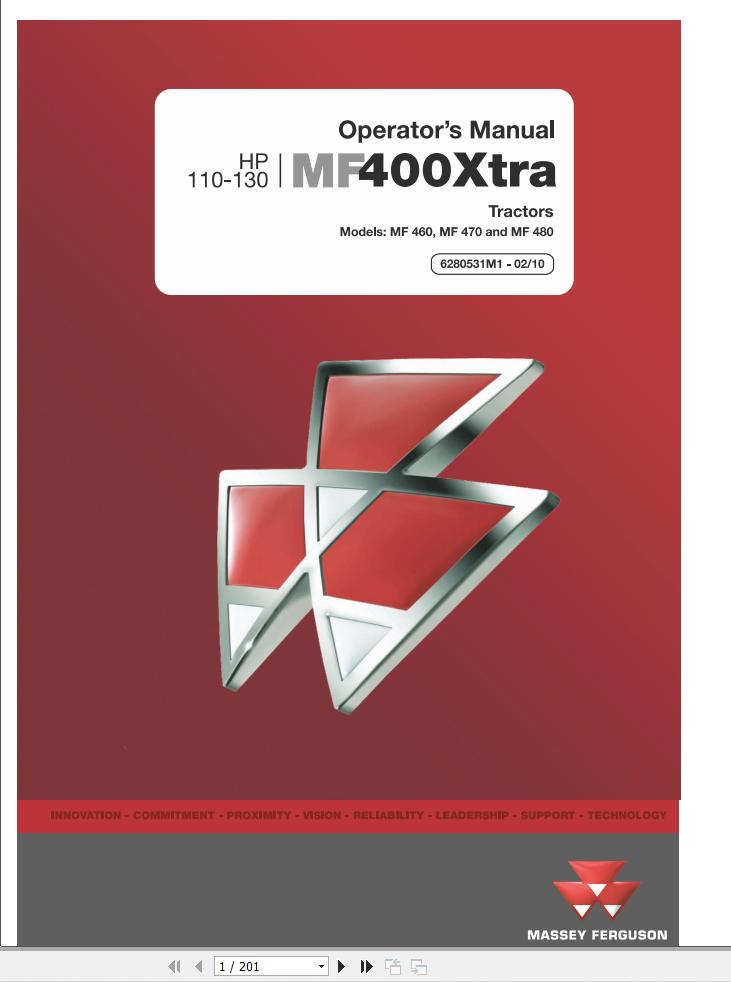 Massey Ferguson Tractor 460 470 480 Operation Manual 6280531M1 1
